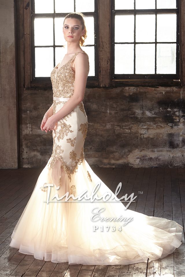 Gold gown Tina Holly Allgoods Bridal